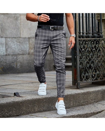 Loose and Slim Men's Casual Plaid Print Pants