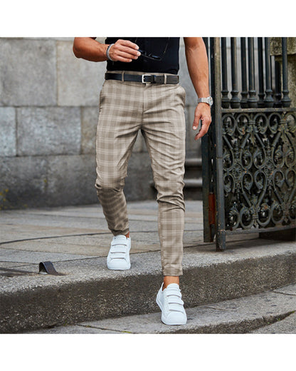 Loose and Slim Men's Casual Plaid Print Pants