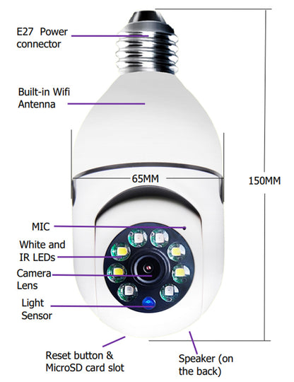 WiFi CAMERA 1080P Zoom Bulb