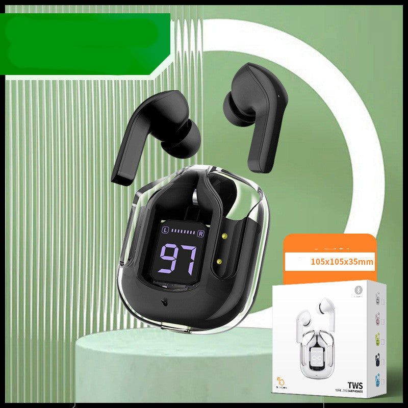 Mini Transparent Wireless Bluetooth Headset Digital Display ENC Noise Reduction True Wireless Sports Music - Discover Epic Goods